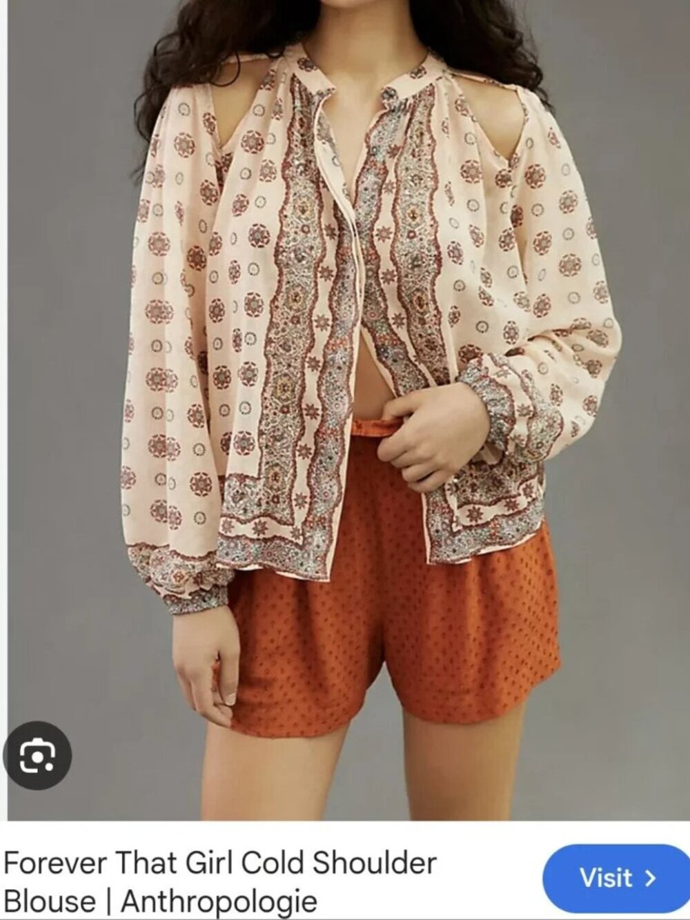 Anthropologie Forever That Girl Cold Shoulder Sequin Boho Blouse Size Large